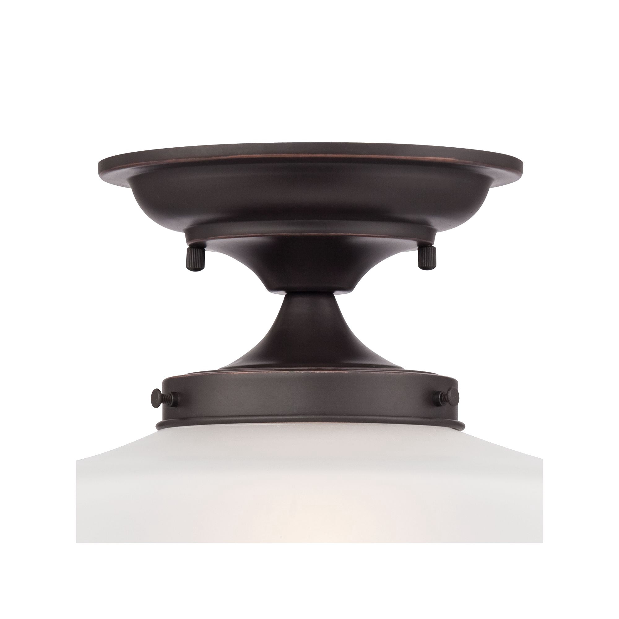 Regency Hill Schoolhouse Floating Modern Farmhouse Ceiling Light Semi Flush Mount Fixture 12" Wide Bronze White Glass Shade for Bedroom Living Room