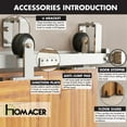 thumbnail image 6 of Homacer Brushed Nickel Double Track U-Shape Bypass Sliding Barn Door Hardware Kit, for Two/Double Doors, 9ft Long Flat Track, T-Shape Design Roller, Heavy Duty, for Interior & Exterior Use, 6 of 7