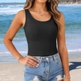 thumbnail image 3 of Women Daily Wear Thin Strap Camisole Tops Built in Removable Stretch Breathable Fabric Adjustable Straps Occasion Sleeveless Shirts Plus Size Padded Camisoles (Black,L), 3 of 5