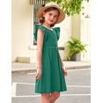 thumbnail image 5 of Arshiner Girls Dress Sweet Casual Flutter Sleeve A-Line Button Down Sundress Casual Midi Dresses, 5 of 6