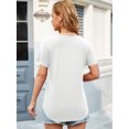 thumbnail image 2 of Fancyglim Women Long Shirts Tunic Casual T shirts Short Sleeve Tops, White S, 2 of 4
