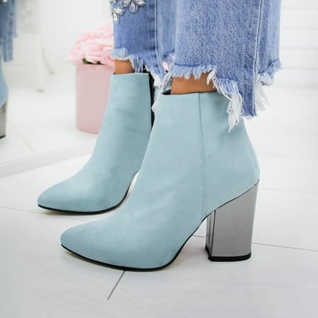

Women Boots Winter Warm Shoes Thick Heel Side Zipper Ankle Boots