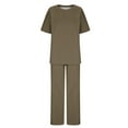 thumbnail image 5 of Meichang Womens Summer 2 Piece Outfit Casual Loose Half Sleeve Crewneck Top and Wide Leg Pant Lounge Set Plus Size Sleepwear Loungwear, 5 of 5