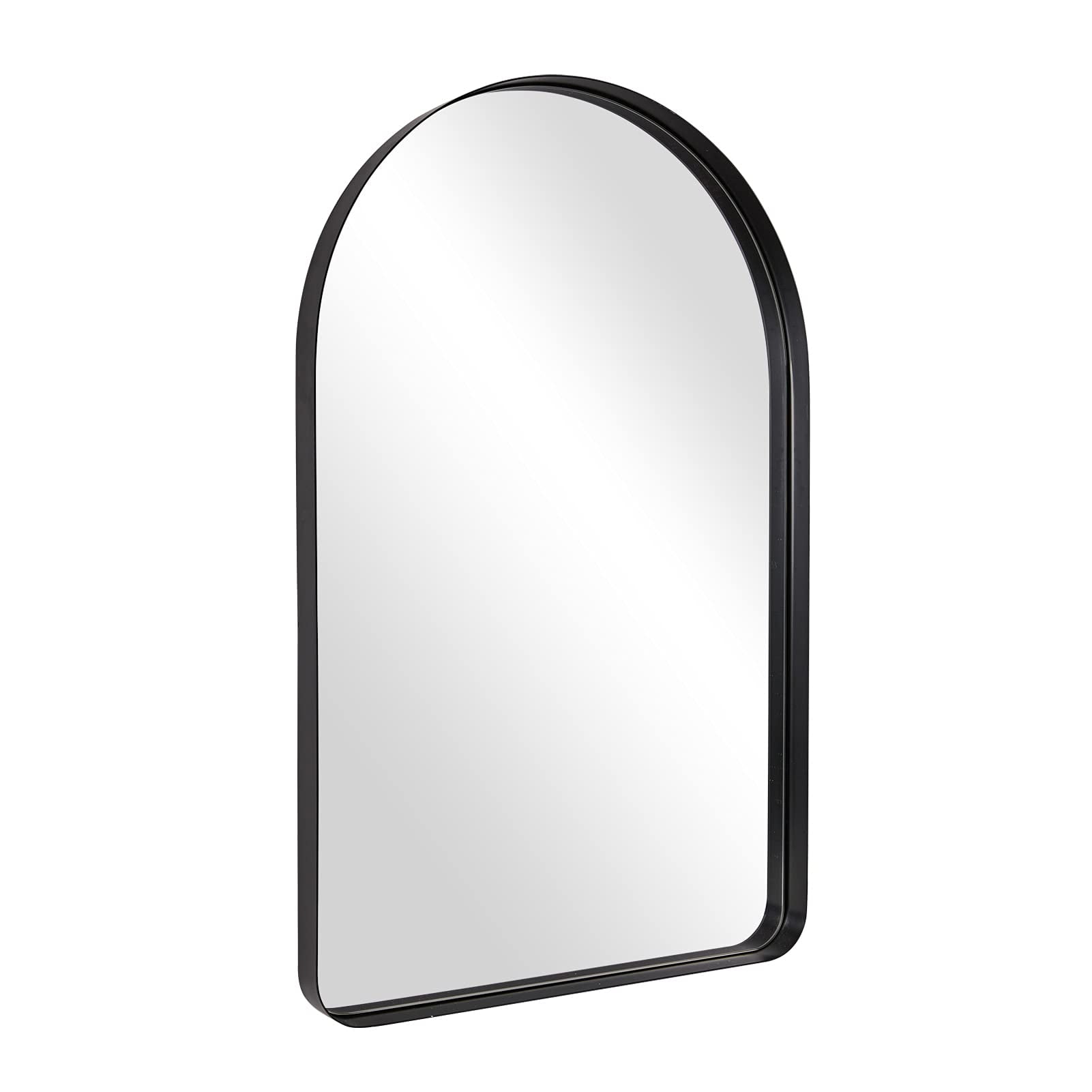 Andy Star Black Bathroom Mirror, 22"x35" Arched Wall Mirror, 2" Deep
