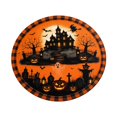 thumbnail image 2 of Halloween Round Fitted Tablecloth with Elastic Orange Pumpkin Ghost Castle Circle Table Cloth for 40-44" Tables Scary Witch Spooky Holiday Wipeable Washable Table Cover (D-1PCS), 2 of 8