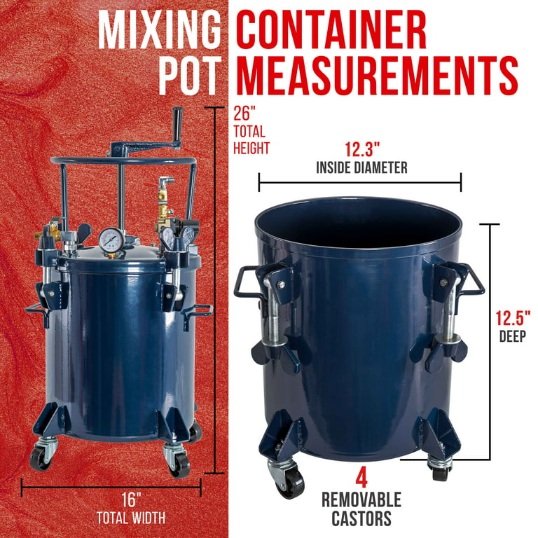 VEVOR Pressure Pot 2.5 Gallon 10 Liters Spray Paint Pressure Pot Tank with  Manual Mixing Agitator Paint Tank