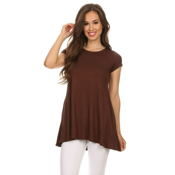 Women's Casual Solid Color Blouse Tunic Top Shirt