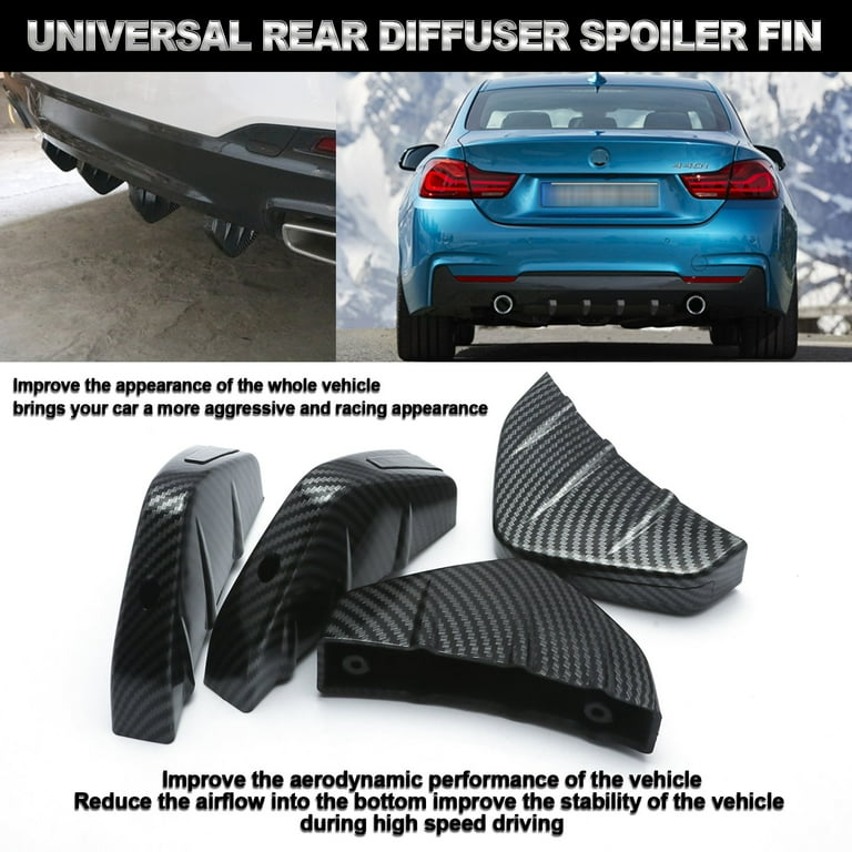4PCS Gloss Black Universal Car Rear Bumper Lip Diffuser Shark Fins Splitter  Trim
