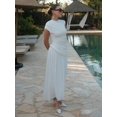 thumbnail image 5 of Vestido largo elegante de verano para mujer, diseño asimétrico con diseño de telas combinadas con plisado, cuello redondo, sin mangas, ajustado, vestido de fiesta a la moda para mujer, 5 of 5