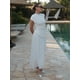 thumbnail image 5 of Vestido largo elegante de verano para mujer, diseño asimétrico con diseño de telas combinadas con plisado, cuello redondo, sin mangas, ajustado, vestido de fiesta a la moda para mujer, 5 of 5