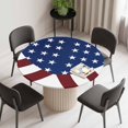 thumbnail image 2 of Fitted Tablecloth for Round Table,American Flag Table Cover with Elastic Edge Waterproof Table Cloth,Stripes Stars Blue Red and White Circle Table Covers for Kitchen Indoor Outdoor Picnic Party, 2 of 9