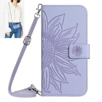 Dteck for Motorola Moto G62 5G Case, Crossbody Wallet Phone Case Embossed Flower PU Leather with Card Holder, Magnetic Closure Flip Folio Case with Lanyard,Light Purple