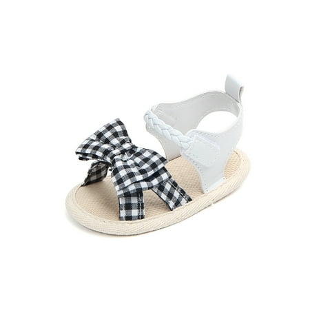 

Gomelly Kids Casual Shoes Ankle Strap Sandals Magic Tape Flat Sandal Soft Sole Flats Baby Girls Infant Black White 5C