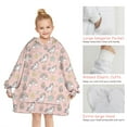 thumbnail image 6 of Pink Cartoon Unicorn Rainbow Star Cupcake Pattern Blanket Hoodies for Kids 6-13YR Oversize Wearable Blanket Hoodies for Boys Girls Teens, 6 of 7