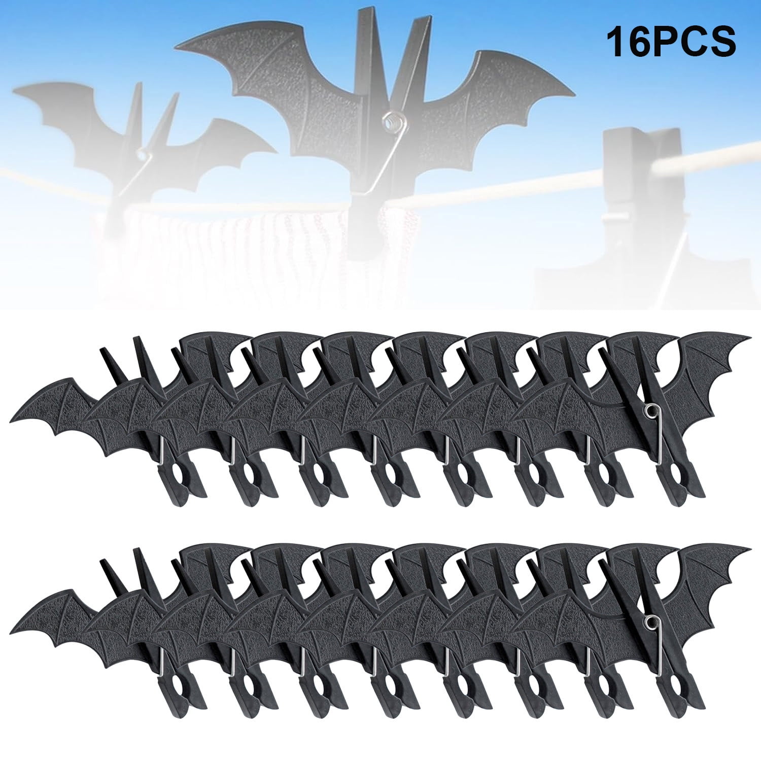 Zeceouar Clearance Items 12pcs Halloween Black Clothes Pins,Windproof Non  Slip Clothesline Clips,Bats Clothes Clips,Black Plastic Clothespin For
