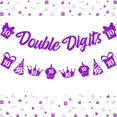 thumbnail image 2 of Double Digits Banner Purple, 10th Birthday Party Decorations Supplies for Girls, 2 Pcs Glitter Garlands for Happy 10th Birthday, 10 Year Old Birthday Gifts, 2 of 4