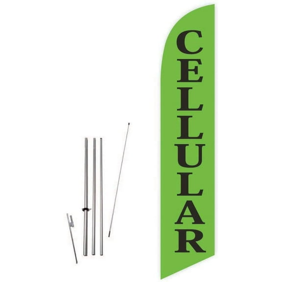 Cobb Promo Cellular Green Feather Flag with Complete 15ft Pole kit and Ground Spike