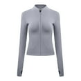 thumbnail image 1 of Chaqueta deportiva de entrenamiento para mujer, chaqueta deportiva de manga larga ajustada con agujeros para el pulgar, 1 of 6