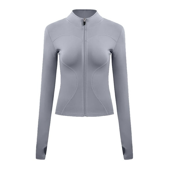 Women's Sports Workout Running Jacket Slim Fit Long Sleeve Yoga Track Jacket with Thumb Holes