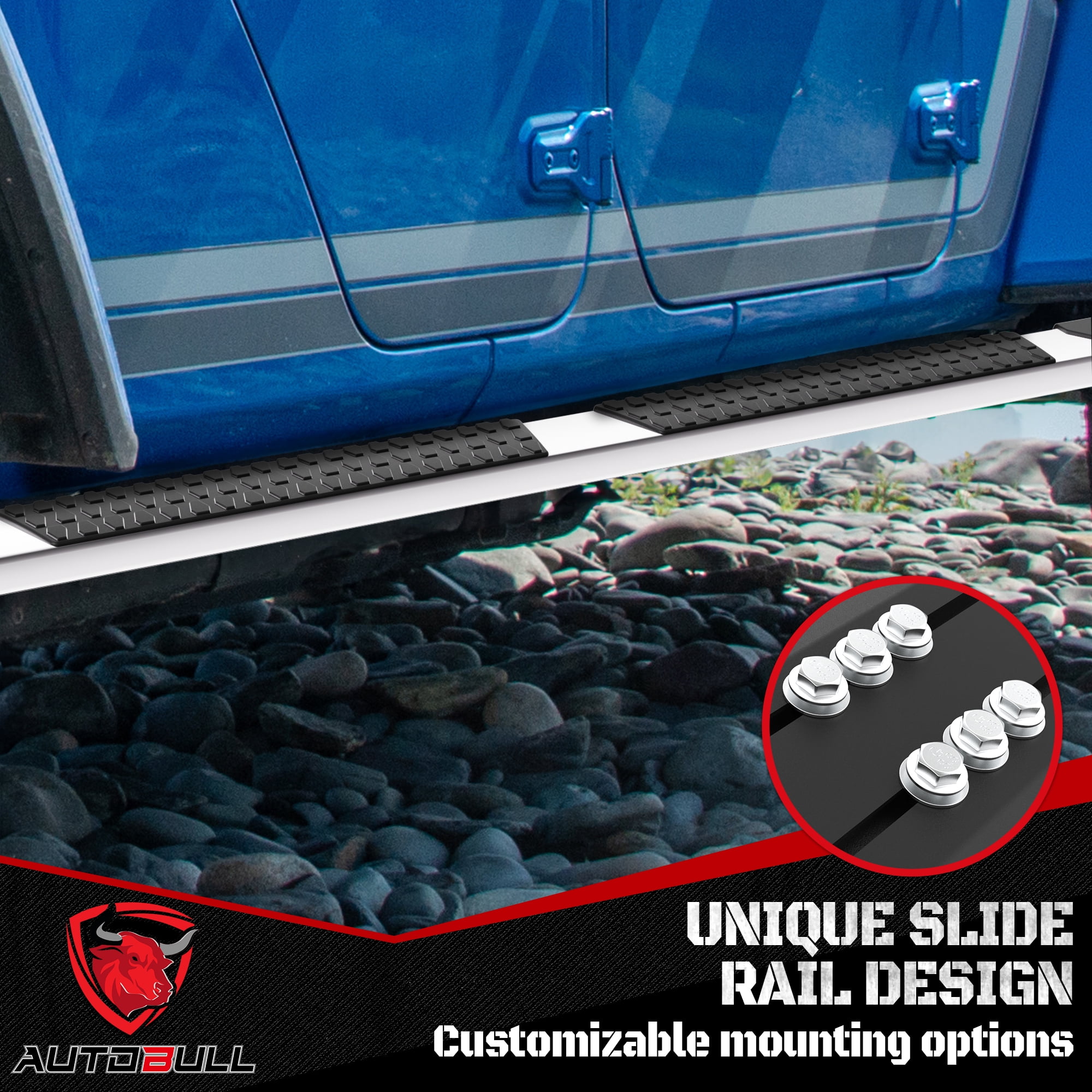 6" Running Boards for 2019-2026 Chevy Silverado/GMC Sierra 1500 (Excl 19 Ld/Lt, 2020-2026 2500HD 3500HD, Stainless Steel Double & Extd Cab Side Steps