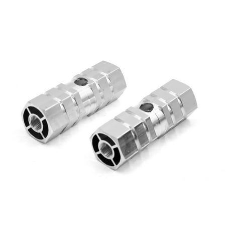 2Pcs 9mm Thread Dia Bicycle Cycling Rear Stunt Foot Pegs Pedals Silver