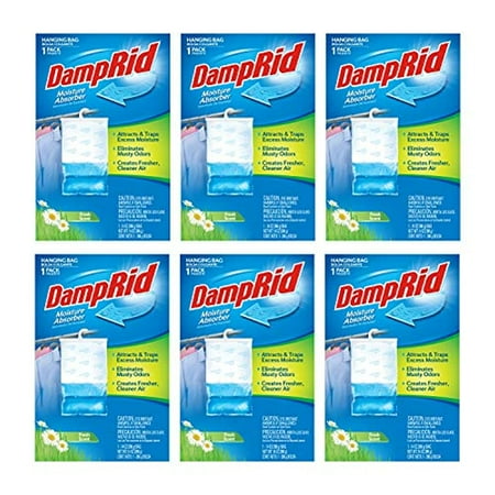 DampRid Fragrance Free Hanging Moisture Absorber, 6 Pack