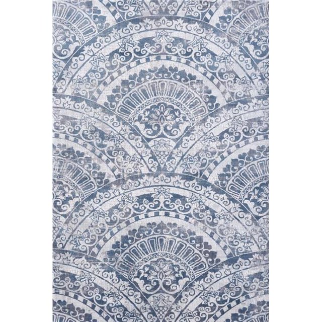 Dynamic Rugs MO691670115 5 ft. 3 in. x 7 ft. 7 in. Mosaic 1670 Rectangle Contemporary Area Rug - 115 Cream, Grey & Blue