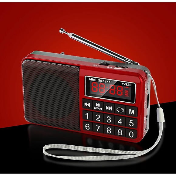 FM/AM(MW)/SW/USB/Micro-SD/MP3 Portable Radio, Radio with Large Buttons and Large Screen, Portable Radio Rechargeable 1200 mAh Battery (Blue)