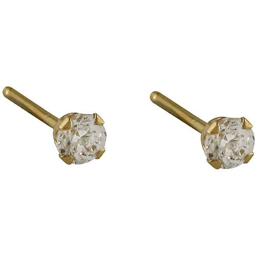 Brilliance Fine Women's 10kt Yellow Gold 5mm Round Cubic Zirconia Stud Earrings