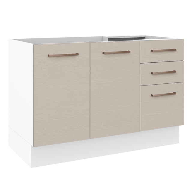 Mueble de Cocina MADESA Agata 2 Puertas 3 Cajones Blanco Crema