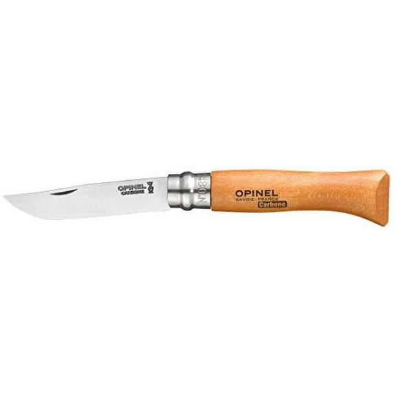 Opinel No.08 Carbon Steel Folding Pocket Knife with Beechwood Handle, Brown (2540089)