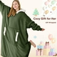 thumbnail image 4 of PMONPA Wearable Blanket Hoodie, Flannel Sherpa Fleece, Warm and Cozy Giant Sweatshirt for Adult, Woman and Man, One Size Fits All (Dark Green), 4 of 5