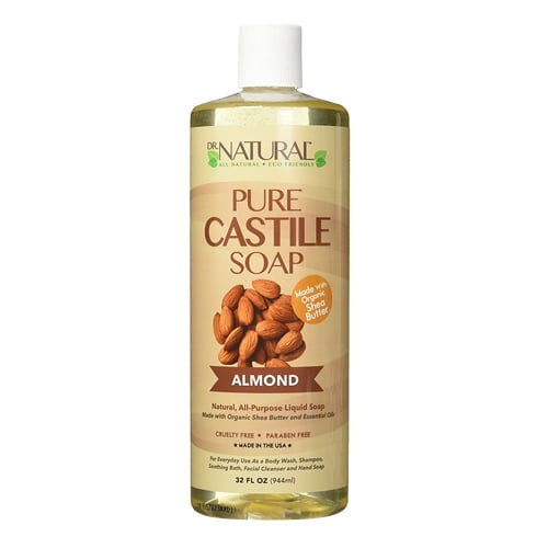 Dr Natural Pure Castile Liquid Soap Almond 32 Oz 3 Pack 9036