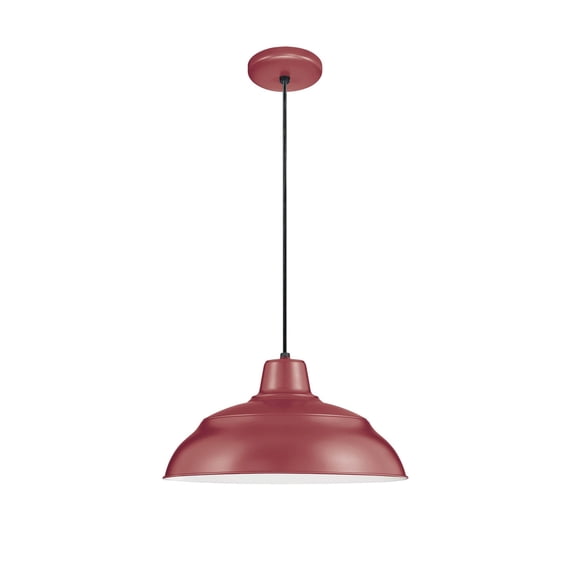 RWHC14-SR-Millennium Lighting-R Series - 1 Light Cord Hung Warehouse Pendant-8.25 Inch Tall and 14 Inch Wide-Satin Red Finish -Traditional