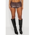 thumbnail image 3 of Women's Solid Faux Leather Micro Shorts, 3 of 4