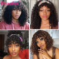 thumbnail image 1 of Curly Short Bob Wig With Bangs Brazilian Water Wave Human Hair, 1 of 11