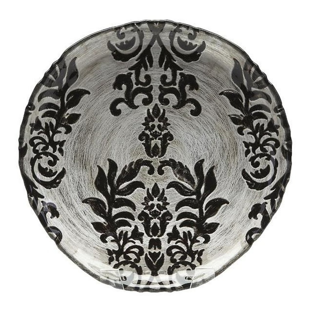 Damask 6 in. Black Velvet Plate - Set of 4