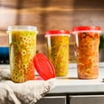thumbnail image 3 of 12 Pack Twist Cap Food Storage Containers with Red Screw on Lid- 48 oz Reusable Meal Prep Containers - Large Freezer Containers Microwave Safe Red Plastic Food Storage, 3 of 6