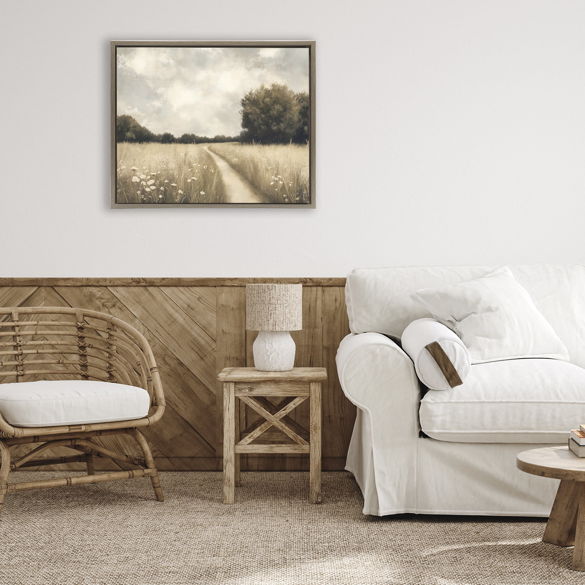 Stupell Industries Journey Through Wildflowers in Meadow Brown Framed Floater Canvas Wall Art, design by Creative Studio