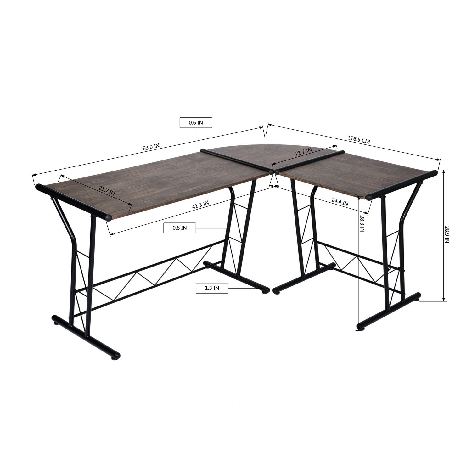 Kepooman L Shaped Desk, Round Corner Computer Desk Gaming Table Workstation for Home Office, Brown Kepooman L Shaped Desk, Round Corner Computer Desk Gaming Table Workstation for Home Office, Brown