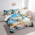 thumbnail image 3 of Feelyou 3D Pelicans Animal Comforter Set 7pcs, Beach Coconut Tree King Bedding Sets, 3 of 8