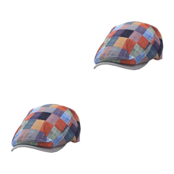 relayinert Timeless And Plaid Flat Cap For Effortless Style Breathable  Plaid Caps Orange 2Set