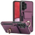 thumbnail image 4 of SaniMore for Samsung Galaxy A13 Case with Metal Rotating Ring Kickstand RFID Blocking Card Slots PU Leather Anti-scractch Wear-resitant Shockproof Wallet Cover for Samsung A13, Purple, 4 of 9