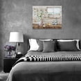 thumbnail image 2 of Daisy Butterflies Bathroom Wall Art Nautical Beach Pictures Rustic Floral Decor Flower Canvas Painting Seashell Decorations Framed Artwork for Bathroom Kitchen Bedroom 16"x12", 2 of 5