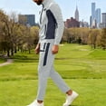 thumbnail image 3 of Ceisia Men's Slim Fit Color Block Tracksuit Set Long Sleeve Zip-Up Stand Collar Jacket with Elastic Waist Pants Gifts, 3 of 7