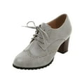 thumbnail image 6 of Mepaouo Women's Ankle Boots Lace-up Round Toe Low Heel Dress Booties Comfortable Formal Work Shoes, 6 of 7