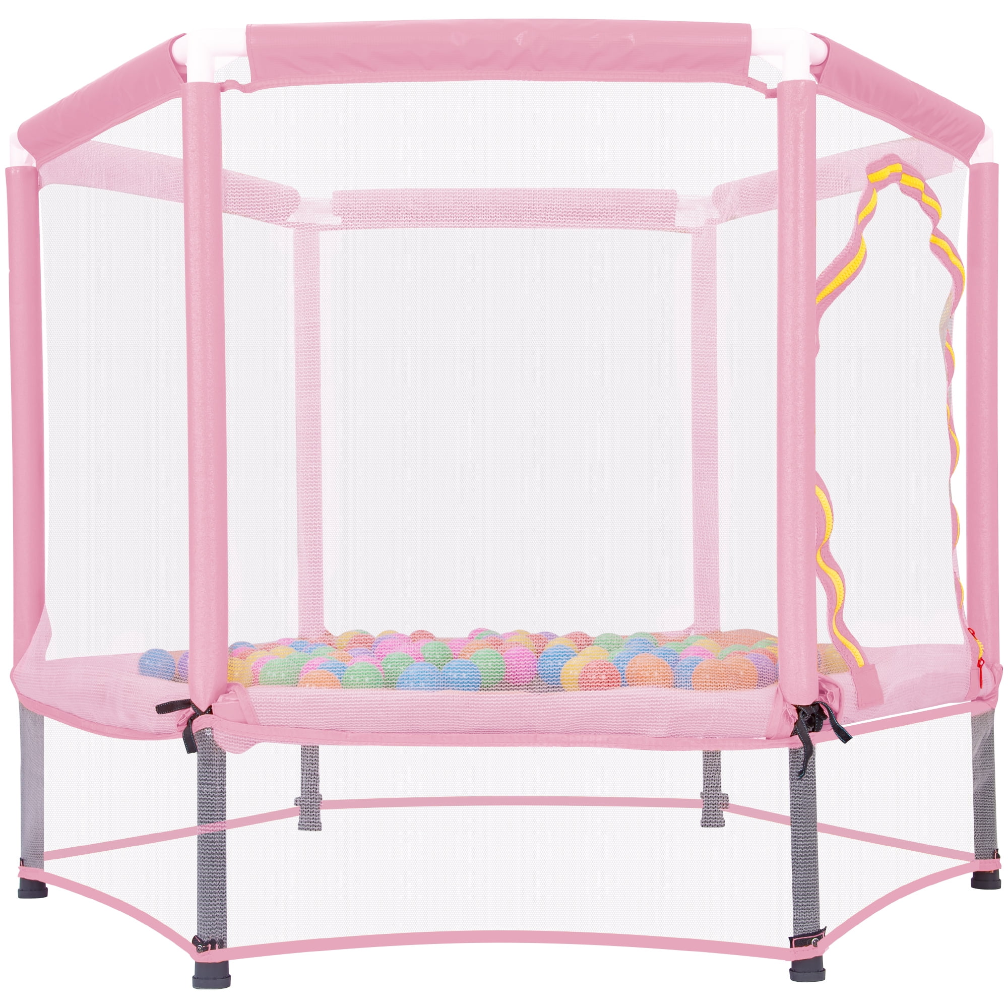 55" Toddler Trampoline with Safety Enclosure Net & Ocean Balls, Indoor Outdoor Mini Trampoline for Kids