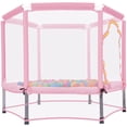 thumbnail image 2 of CZBZ 55'' Toddler Trampoline with Safety Enclosure Net, 4.5FT Indoor Mini Trampoline for Kids Ages 1-8 with Balls, Small Outdoor Full Anti-Rust Baby Trampoline, Gifts for Boys, Girls, 2 of 8