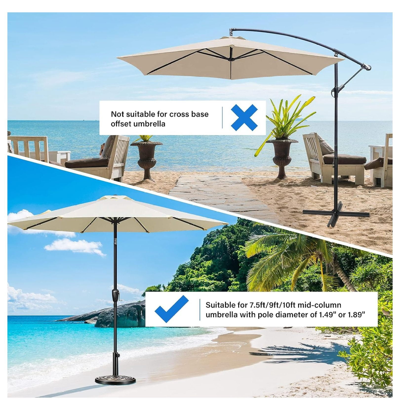 24.2 lbs 17.72" Market Umbrella Base Heavy Duty Round Stand for Patio Outdoor, Deck, Bronze