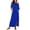 Blue, variant on Maxi Dress for Women with Slit Pockets One Shoulder Elastic Waist Short Sleeve Travel Casual Long Dress (L, Black)